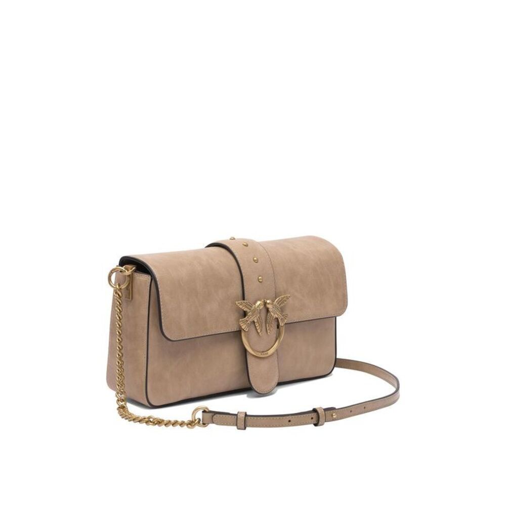 PINKO Love Birds Leather Shoulder Bag Women Beige Crossbody - Picture 2 of 5